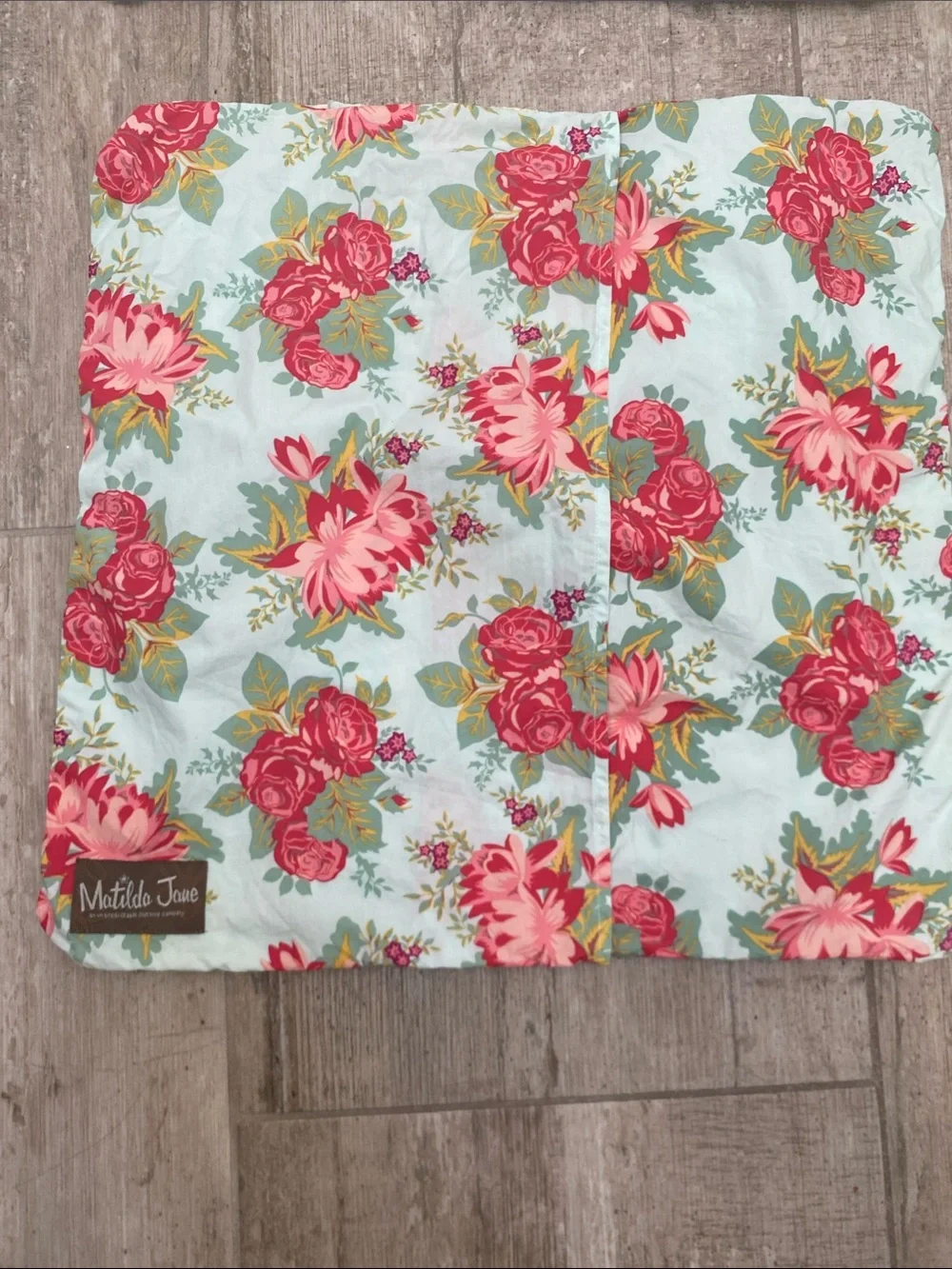 Matilda Jane Brown Polka Dot, Aqua, Pink Floral Layered Pillow Cover